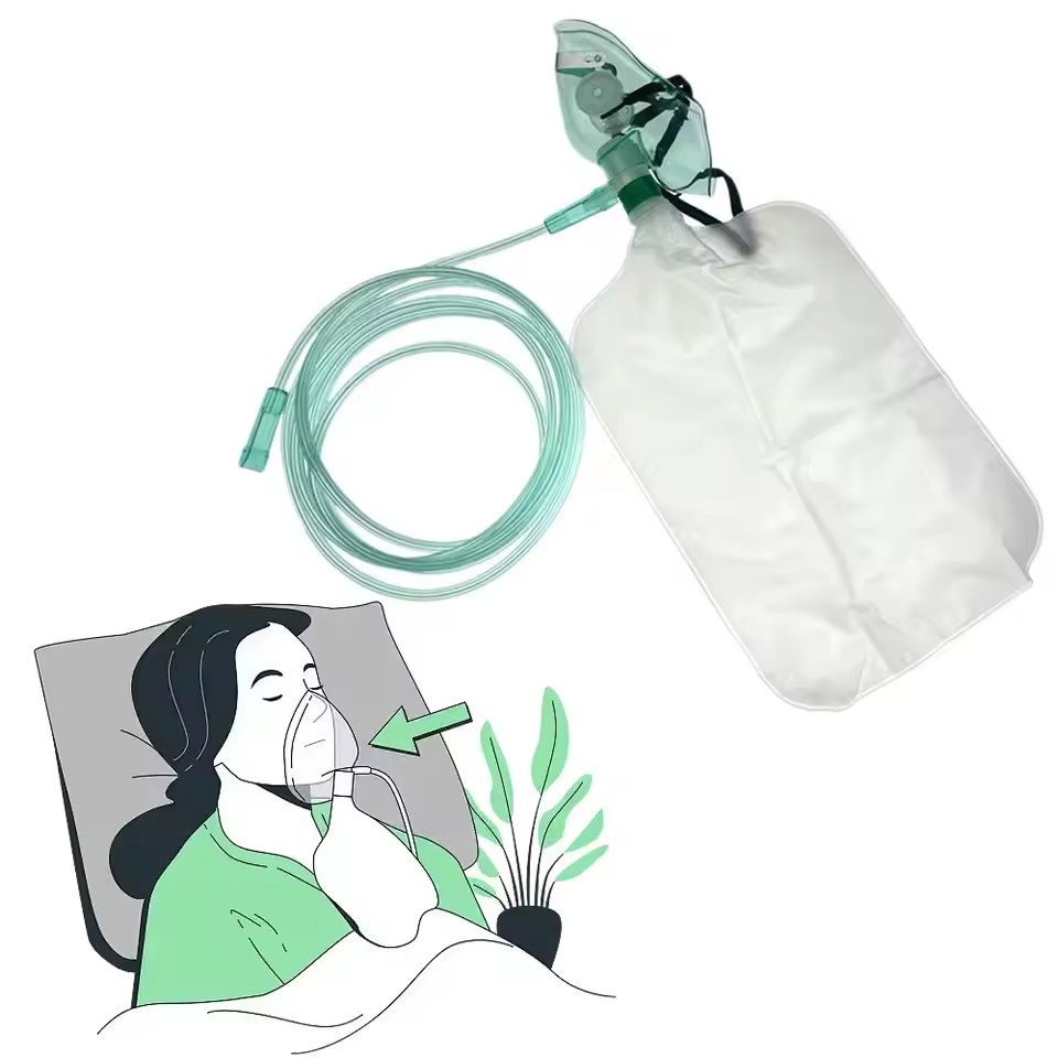 Oxygen Mask Non-Rebreather - Tek Kullanımlık Yetişkin Yüksek Konsantrasyonlu Oksijen