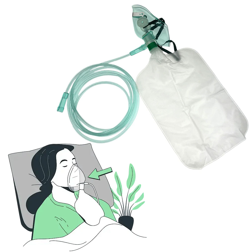 Oxygen Mask Non-Rebreather - 5-20 Adet Yetişkin Yeniden Solunmayan Oksijen